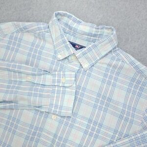 Vineyard Vines‎ Mens L Classic Fit Murray Shirt Plaid Light Blue Linen Cotton